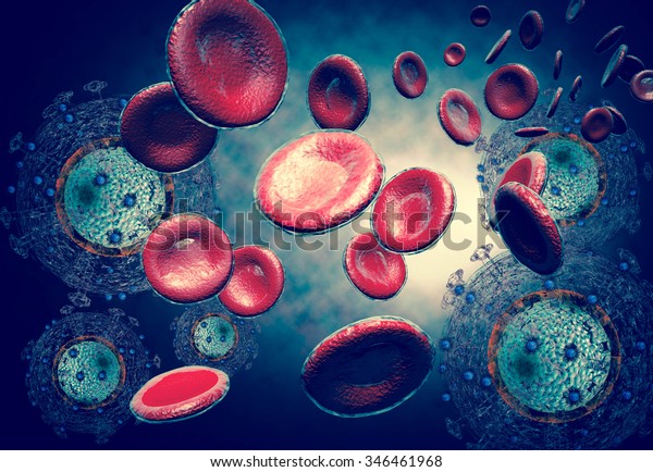 3d Generated Illustration Hiv Aids Virus Stock Illustration 346461968