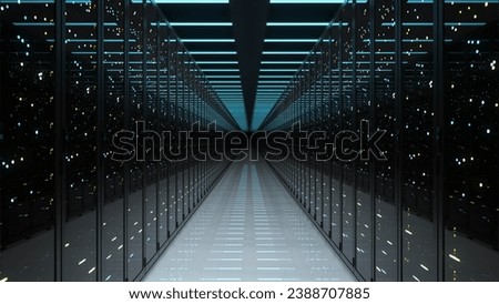3D generated.Technological Server Racks.Network and data servers in Data Center. Data storage. 3. 3D Illustration