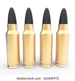 3d Generic Golden Rubber Bullets On White Background