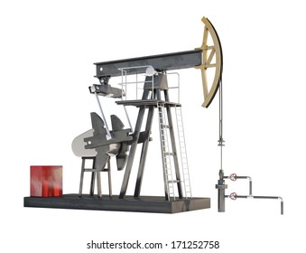  3d Generic Oil Pump Jack Isolated On White Background