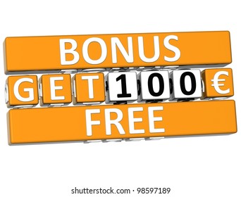 3D Get Free Bonus Cube text  on white background