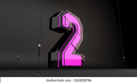 3d Glass Purple Numbers