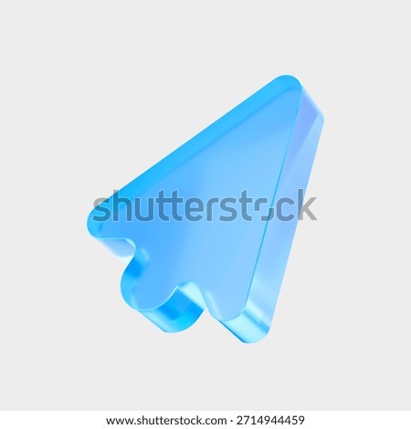 3D Glass Send icon, cursor paper plane message symbol. Liquid Glass design icon, a trending glass icon for graphic design, UI, UX interfaces, and 3D illustration.