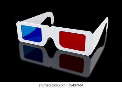 3d glasses on black background