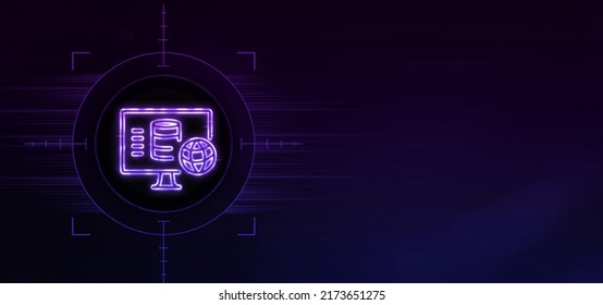 3D Global Reference Data icon neon sign