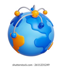 3D globe and graph icon symbolizing international expansion and business strategy.