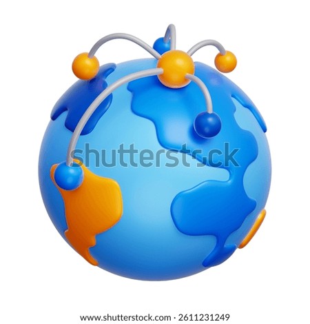 3D globe and graph icon symbolizing international expansion and business strategy.