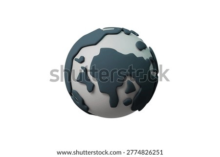 3d globe icon. global network concept. minimal cartoon earth world map for travel app and international business. isolated on white transparent background. 3d render.
