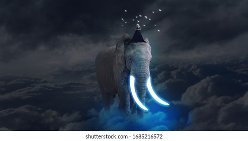 3D Glowing ivory elephant background, 3D fantasy elephant wallpaper, 3D fantasy woman wallpaper, 3D wallpaper, Elephant wallpaper