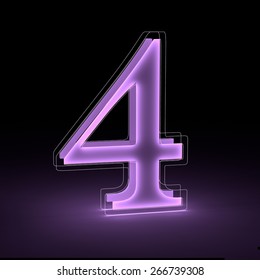 Number 4 Neon Lights Outlined Isolated Stock Illustration 650377033 ...