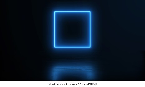 3D Glowing Square. 3D Rendering.