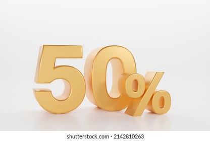 3D gold 50 percent  isolated on white background. Used in banner ads discount, Interest, finance and online shopping concept. golden fifty percent off, on sale, great deal, depreciate, coupon. - Powered by Shutterstock