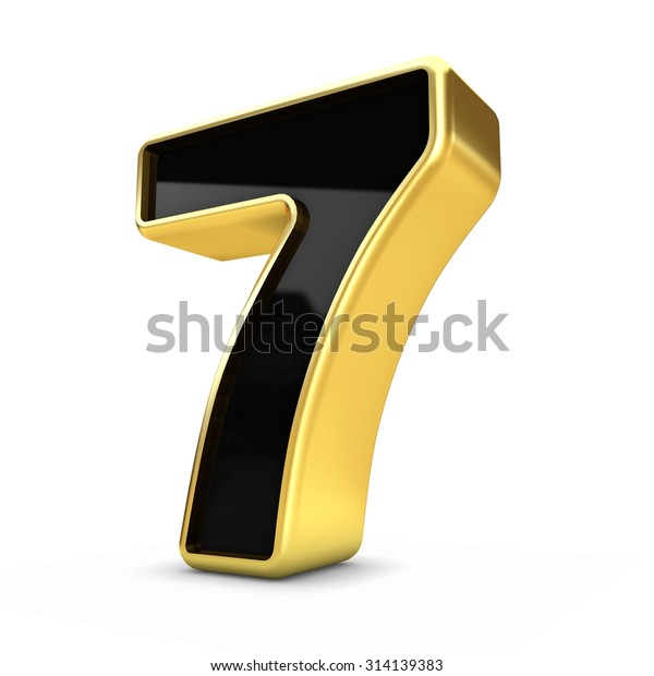 3d Gold Black Metal Number 7 Stock Illustration 314139383