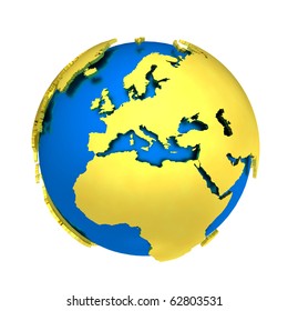 3d Gold And Blue Concept Of Globe