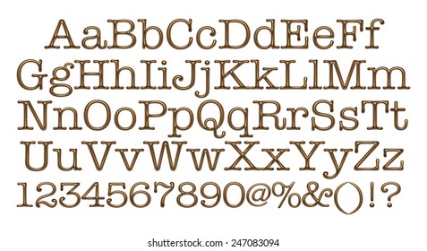 3d Gold Font Full Alphabet Digit Stock Illustration 247083094 ...