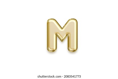 3d Gold Letter M Izolated White Background