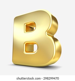 3d Gold Metal Letter B Isolated White Background
