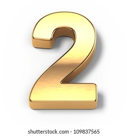 3d Gold Metal Numbers - Number 2