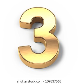 3d Gold metal numbers - number 3