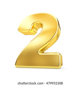 Similar Images, Stock Photos &amp; Vectors of Number 2, in gold metal on a white isolated background