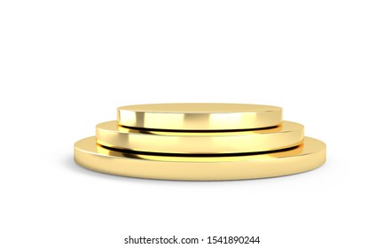 3D gold prize podium isolated on white background