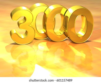 3D Gold Ranking Number 3000 On White Background.