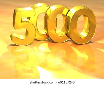 3D Gold Ranking Number 5000 On White Background.