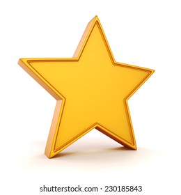 3d Gold Star On White Background