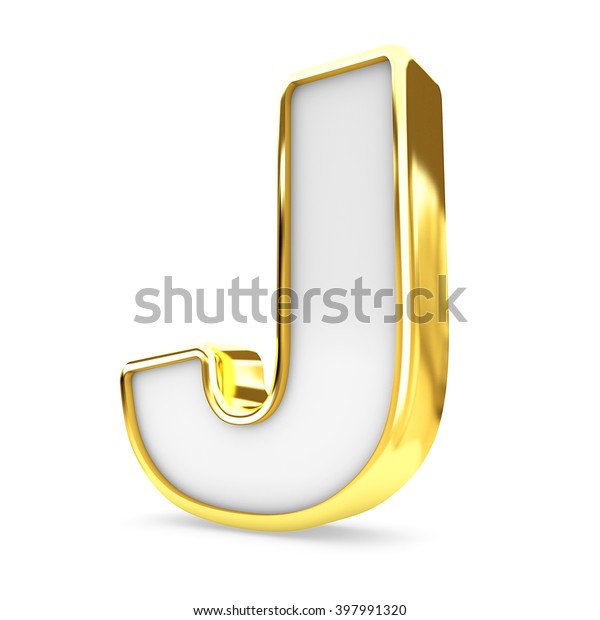 3d Gold White Letter J Isolated Stock Illustration 397991320