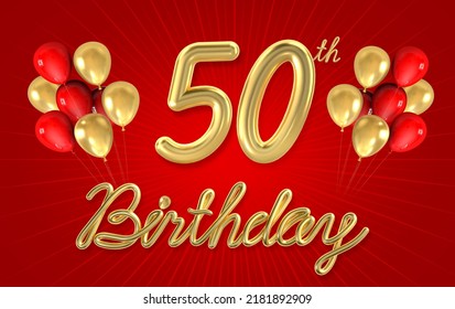 3d golden 50 years birthday celebration with star background. 3d illustration. - Powered by Shutterstock