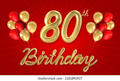 3d golden 80 years birthday celebration with star background. 3d illustration. - Powered by Shutterstock