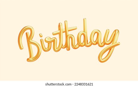 3D Golden birthday balloon isolated on light beige background. - Powered by Shutterstock