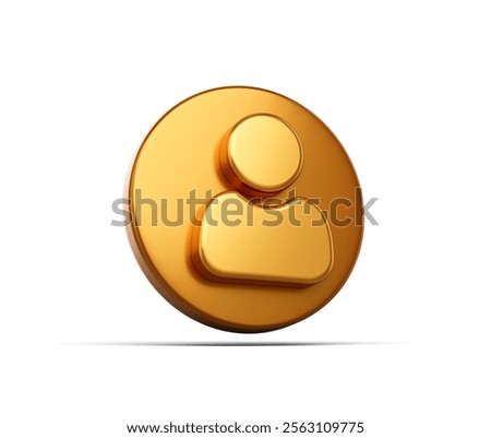 3D Golden button with a white user icon, representing profile, account, or person in digital platforms.3d illustration