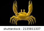 3D golden crab illustration on black background.3D Illustration of Golden Crab
