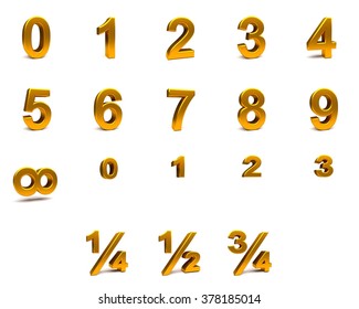 3d Golden Font With Each Character In Perspective On A White Background