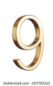 3d Golden Font Number 9 3d Stock Illustration 2197353161 