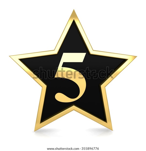 3d Golden Star Number 5 Five Stock Illustration 355896776