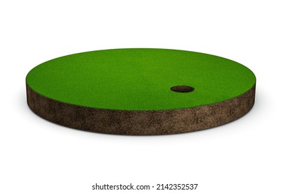 3d Golf Field On Green Grass Island Elite Sport Banner Cross Section 3d Illustration