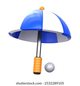 3D Golf Umbrella Icon, perfect for golf-related designs, sports events, or leisure activities. - Powered by Shutterstock