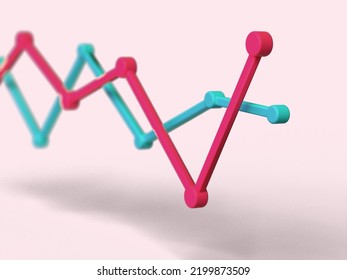 3D graph chart with a colorful separated section on a light background. Illustration for sustainable business, ecological development, or big data. visualization of information.