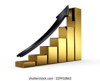 3d Graph Golden Columns Black Arrow Stock Illustration 229910863 