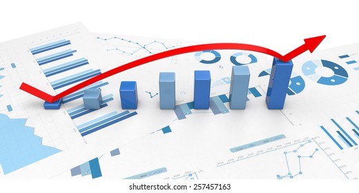 3d Graph With Positive Growth Arrow