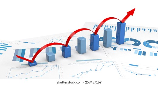 3d Graph With Positive Growth Arrow