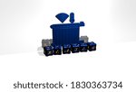 3D graphical image of heater vertically along with text built by metallic cubic letters from the top perspective, excellent for the concept presentation and slideshows, 3D illustration