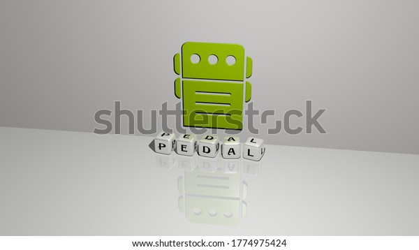 3D\
graphical image of PEDAL vertically along with text built by\
metallic cubic letters from the top perspective, excellent for the\
concept presentation and slideshows. bicycle and\
bike