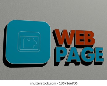 3D graphical image of web page vertically along with text built by metallic cubic letters from the top perspective, excellent for the concept presentation and slideshows, 3D illustration