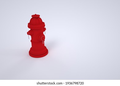 3D graphics, red fire hydrant, fire extinguisher. Model of a red hydrant on a white background