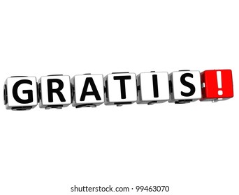 3D Gratis Block Text  on white background