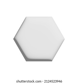 3d Gray Geometric Shapes' Hexagon Embossed Button.