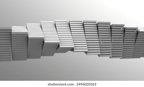 3D grayscale rendering of abstract geometric structure. A simple, minimal, and modern or contemporary background or wallpaper. 3D rendering